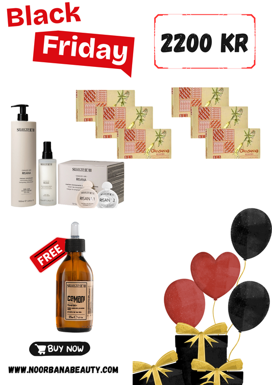 Behandlingspaket mot håravfall, hårväxt och skadat hår.